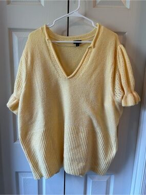 Torrid Yellow V-Neck Short Sleeve Sweater - size 4